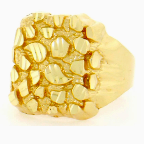 10k solid yellow gold diamond cut nugget ring - Picture 3 of 3